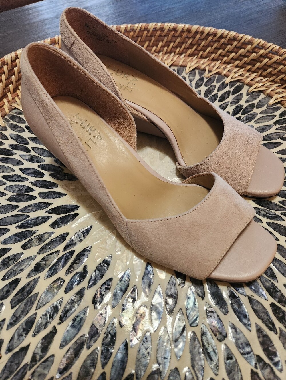 Naturalizer Blush Open-Toe Suede Heels - Size 6